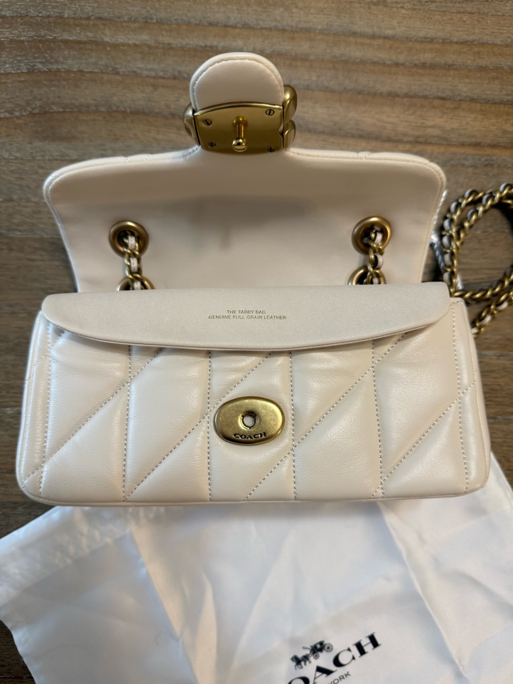Coach Tabby Shoulder Bag 20 in Chalk and Brass - Picture 8 of 14